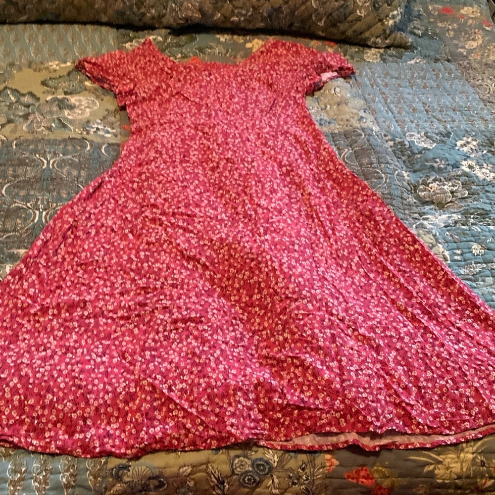 Old Navy Maxi Dress L Smocked back Ditsy Floral Cottage Prairie Flowy maxi